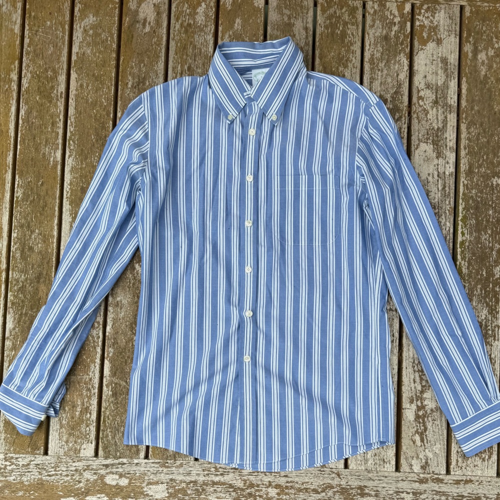 Brooks Brothers Classic Blue Striped Men's Shirt - Picture 5 of 5